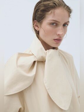 H&M linen blend bomber jacket with scarf collar
